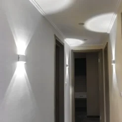 Outdoor LED Wall Lamp Waterproof 6W Up and Down Lighting Indoor Double-Head Curved Wall Light Modern Bedroom Warm White Light