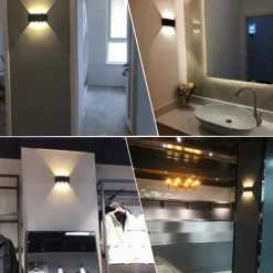 Outdoor LED Wall Lamp Waterproof 6W Up and Down Lighting Indoor Double-Head Curved Wall Light Modern Bedroom Warm White Light