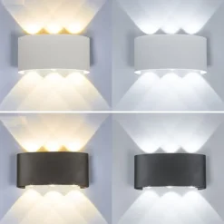 Outdoor LED Wall Lamp Waterproof 6W Up and Down Lighting Indoor Double-Head Curved Wall Light Modern Bedroom Warm White Light