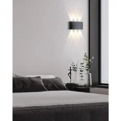Outdoor LED Wall Lamp Waterproof 6W Up and Down Lighting Indoor Double-Head Curved Wall Light Modern Bedroom Warm White Light