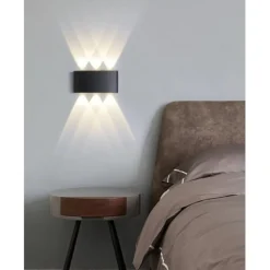 Outdoor LED Wall Lamp Waterproof 6W Up and Down Lighting Indoor Double-Head Curved Wall Light Modern Bedroom Warm White Light