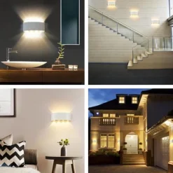 Outdoor LED Wall Lamp Waterproof 6W Up and Down Lighting Indoor Double-Head Curved Wall Light Modern Bedroom Warm White Light
