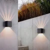 Outdoor LED Wall Lamp with Adjustable Beam Angle IP65 Waterproof Up and Down Lighting Indoor Double-Head Curved Wall Light Modern Bedroom Warm White Light