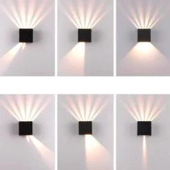 Outdoor LED Wall Lamp with Adjustable Beam Angle IP65 Waterproof Up and Down Lighting Indoor Double-Head Curved Wall Light Modern Bedroom Warm White Light