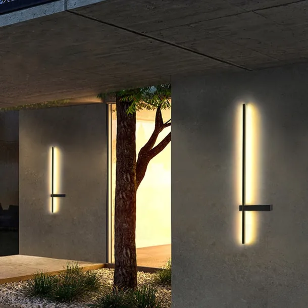 Outdoor LED Wall Light Waterproof IP65 35" Wall Mount Lighting Fixture Rectangular Black Elegant Frosted White Acrylic Anti Rust Warm White 85-265V