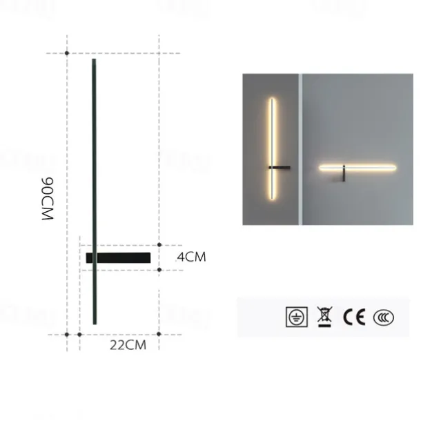Outdoor LED Wall Light Waterproof IP65 35" Wall Mount Lighting Fixture Rectangular Black Elegant Frosted White Acrylic Anti Rust Warm White 85-265V