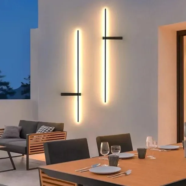 Outdoor LED Wall Light Waterproof IP65 35" Wall Mount Lighting Fixture Rectangular Black Elegant Frosted White Acrylic Anti Rust Warm White 85-265V