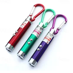 Outdoor Mini Climbing Buckle Laser Pen Pointer - 3pcs LED Flashlight & UV Black Light Torch with Keychain for Camping (Random Color)