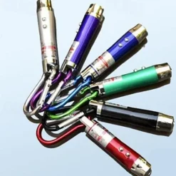 Outdoor Mini Climbing Buckle Laser Pen Pointer - 3pcs LED Flashlight & UV Black Light Torch with Keychain for Camping (Random Color)