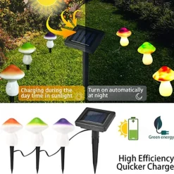 Outdoor Mushroom Solar Garden Lights Waterproof Garden Light 3LED Holiday Patio Decoration Lawn Courtyard Street Landscape Decoration Light