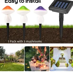 Outdoor Mushroom Solar Garden Lights Waterproof Garden Light 3LED Holiday Patio Decoration Lawn Courtyard Street Landscape Decoration Light