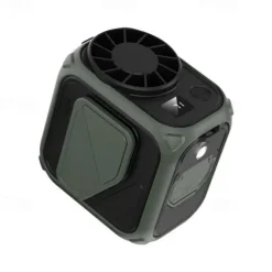 Outdoor Portable Fan with Power Bank – Type-C Fast Charging, LED Display, Cool Lighting, Skin-Friendly Silicone, Smart Latch Design for Camping, Hiking & Emergency Use