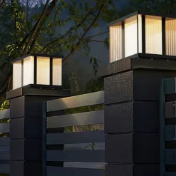 Outdoor Post Lamp Aluminum LED Pillar Post Lantern Column Light Fixture for Yard Entrance Garden 110-240V 20W