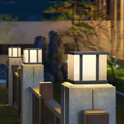 Outdoor Post Lamp Aluminum LED Pillar Post Lantern Column Light Fixture for Yard Entrance Garden 110-240V 20W