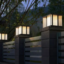 Outdoor Post Lamp Aluminum LED Pillar Post Lantern Column Light Fixture for Yard Entrance Garden 110-240V 20W