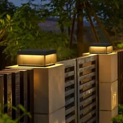 Outdoor Post Lights Retro Outdoor LED Deck Fence Cap Light for Patio Garden Decoration Fence Lights Warm White Stainless Steel Black Exterior Pillar 110-240V