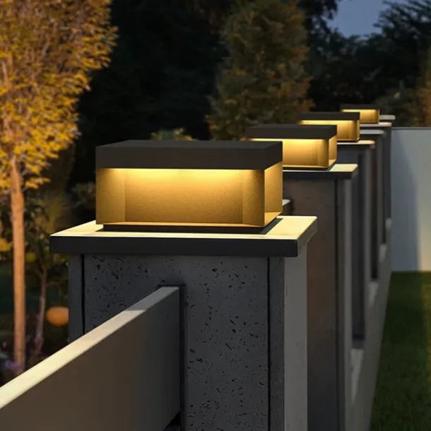 Outdoor Post Lights Retro Outdoor LED Deck Fence Cap Light for Patio Garden Decoration Fence Lights Warm White Stainless Steel Black Exterior Pillar 110-240V