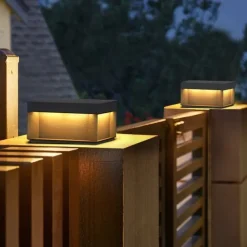 Outdoor Post Lights Retro Outdoor LED Deck Fence Cap Light for Patio Garden Decoration Fence Lights Warm White Stainless Steel Black Exterior Pillar 110-240V