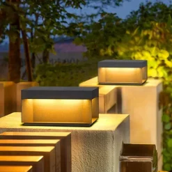 Outdoor Post Lights Retro Outdoor LED Deck Fence Cap Light for Patio Garden Decoration Fence Lights Warm White Stainless Steel Black Exterior Pillar 110-240V