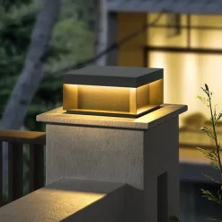 Outdoor Post Lights Retro Outdoor LED Deck Fence Cap Light for Patio Garden Decoration Fence Lights Warm White Stainless Steel Black Exterior Pillar 110-240V