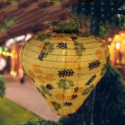 Outdoor Solar Decorative Lanterns Hanging With Hook Waterproof Built-In Battery Automatic Lighting Nylon Material For Yard Garden Lamp