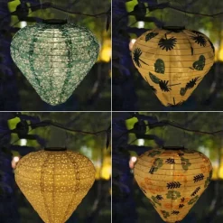 Outdoor Solar Decorative Lanterns Hanging With Hook Waterproof Built-In Battery Automatic Lighting Nylon Material For Yard Garden Lamp