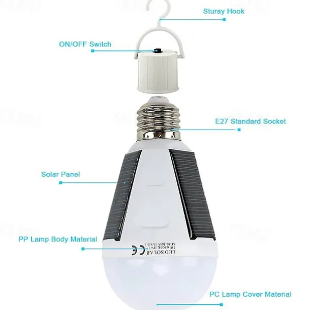 Outdoor Solar Emergency Light Waterproof Bulb Solar Energy Saving Light Bulb Outdoor Lights