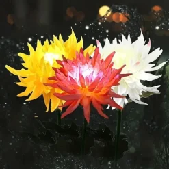 Outdoor Solar Garden Stake Lights Solar Chrysanthemum Flower Lights Waterproof LED Solar Decorative Powered Lights For Garden Pathway