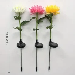 Outdoor Solar Garden Stake Lights Solar Chrysanthemum Flower Lights Waterproof LED Solar Decorative Powered Lights For Garden Pathway