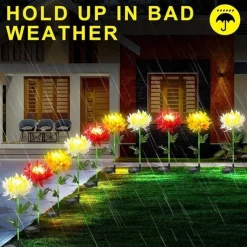 Outdoor Solar Garden Stake Lights Solar Chrysanthemum Flower Lights Waterproof LED Solar Decorative Powered Lights For Garden Pathway
