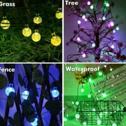 Outdoor Solar Globe String Lights, 10M 50 LEDs Waterproof Crystal Ball Lights with 8 Modes for Christmas, Wedding, Garden, Lawn, Party & Patio Decorations