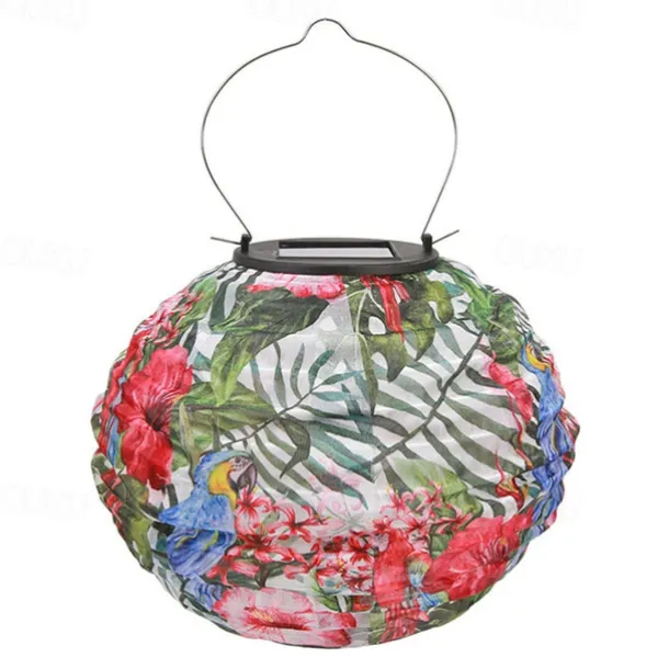 Outdoor Solar Lanterns Garden Splar Camping Hanging LED Light LED Solar Light Chinese Hanging Nylon Fabric Lantern Lamp for Home Outdoor Decor