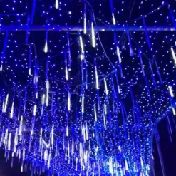 Outdoor Solar LED Meteor Shower Rain Lights Holiday String Lights Waterproof Garden Light 8 Tubes 144 Leds For Garden Tree Colorful Decoration Landscape Lighting