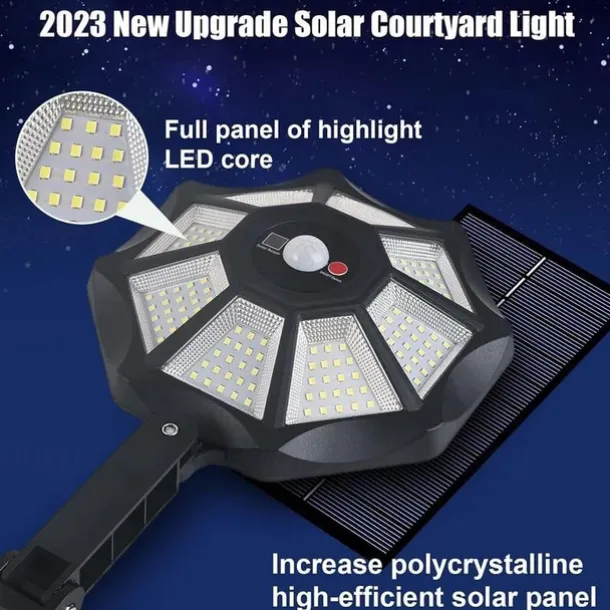 Outdoor Solar Lights 168LED 6500K Foodlight from Dusk to Dawn, IP66 Waterproof Parking Lot Lights with Motion Sensor