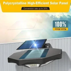 Outdoor Solar Lights 168LED 6500K Foodlight from Dusk to Dawn, IP66 Waterproof Parking Lot Lights with Motion Sensor