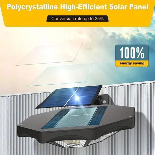 Outdoor Solar Lights 168LED 6500K Foodlight from Dusk to Dawn, IP66 Waterproof Parking Lot Lights with Motion Sensor