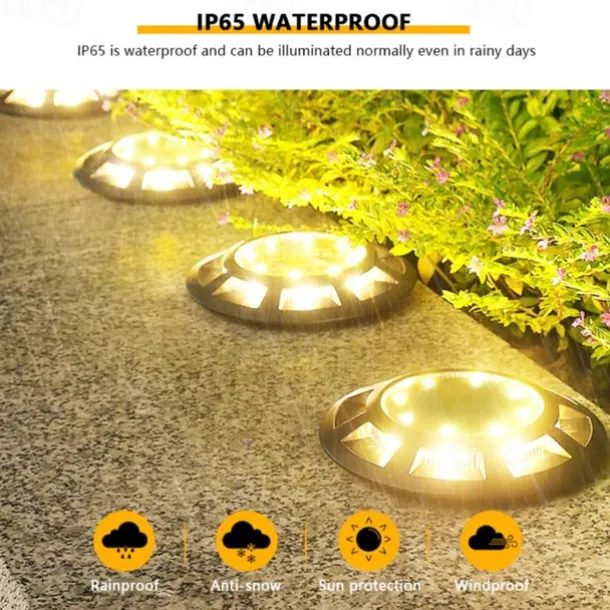 Outdoor Solar Lights Solar Ground Light 16 LED Upgraded Outdoor Waterproof Bright in-Ground Light for Garden Walkway Yard Patio