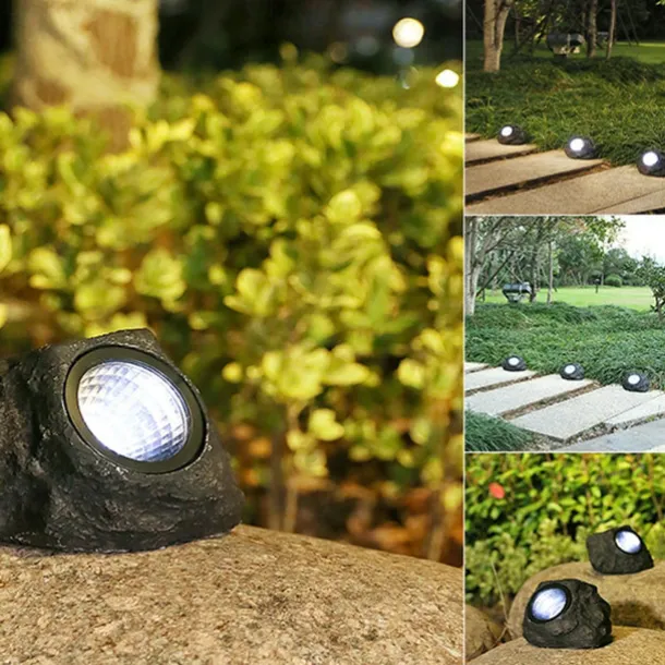 Outdoor Solar Pathway Spot Lights Rock Garden Light Waterproof for Walkway Yard Garland Lighting