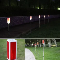 Outdoor Solar Roadblock Lamp 1/5pcs Benchmark Light Warning Light Traffic Road Obstacle Indicated Light Lawn LED Strobe Lamp Signal Lig