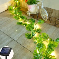 Outdoor Solar Roses Leaves Rattan String Lights 2m 20leds Fairy String Lights IP65 Waterproof St. Patrick's Valentines Wedding Party Garden Patio Balcony Home Outdoor Decoration