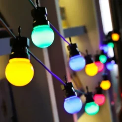 Outdoor Solar String Light 5M Waterproof String Light with Remote Control G50 Bulb Light Outdoor Waterproof LED String Light 10LEDs Fairy Lights Garden Patio Wedding Christmas Cafe Decoration Lamp