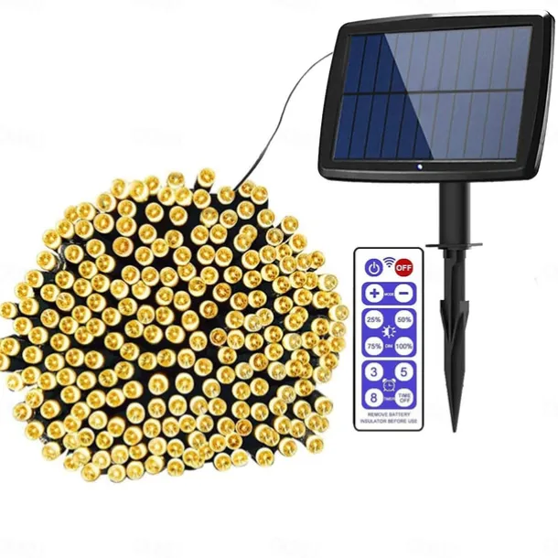 Outdoor Solar String Lights 100M 800LED 50M 500LED Upgraded Fairy Christmas String Lights Ambiance Lighting for Outdoor Patio Lawn Remote Control Memory Function IP65 Waterproof Garden Light