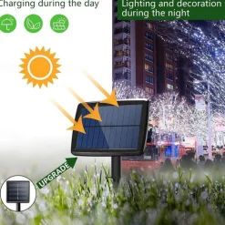 Outdoor Solar String Lights 100M 800LED 50M 500LED Upgraded Fairy Christmas String Lights Ambiance Lighting for Outdoor Patio Lawn Remote Control Memory Function IP65 Waterproof Garden Light