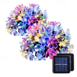 Outdoor Solar String Lights 2pcs 1pcs 8 Models Cherry Flower 6.5m 30 LED Solar String Light for Home Garden Decoration 5m 20 leds Waterproof Christmas Party Fairy Lights Outdoor Solar Lamp