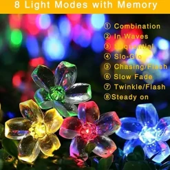 Outdoor Solar String Lights 2pcs 1pcs 8 Models Cherry Flower 6.5m 30 LED Solar String Light for Home Garden Decoration 5m 20 leds Waterproof Christmas Party Fairy Lights Outdoor Solar Lamp