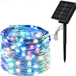 Outdoor Solar String Lights, Solar Powered Fairy Lights With 8 Modes Waterproof Decoration Copper Wire Lights For Patio Yard Trees Christmas Wedding Party