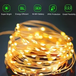 Outdoor Solar String Lights, Solar Powered Fairy Lights With 8 Modes Waterproof Decoration Copper Wire Lights For Patio Yard Trees Christmas Wedding Party