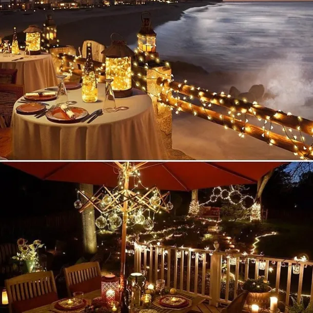 Outdoor Solar String Light LED Fairy Lights Garden Lights 10M 20M IP65 Holiday Lights 100Leds 200Leds For Christmas New Year Garland Decor Warm White Lighting LED Solar Garden Light