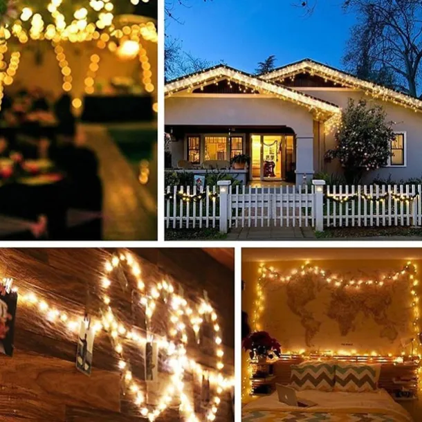 Outdoor Solar String Light LED Fairy Lights Garden Lights 10M 20M IP65 Holiday Lights 100Leds 200Leds For Christmas New Year Garland Decor Warm White Lighting LED Solar Garden Light