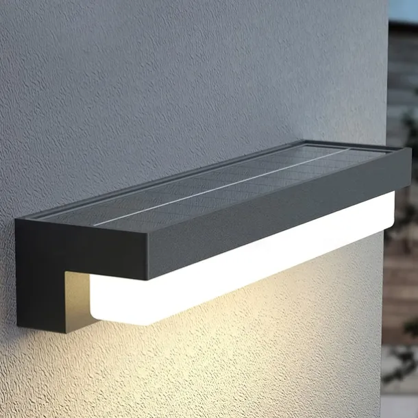 Outdoor Solar Wall Light, Dusk to Dawn Solar Light with 3 Lighting Modes, Wireless Exterior Solar Porch Light, Wall Mounted Patio Fence Outdoor Light Fixture